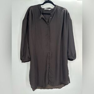 See by Chloe Polyester Lightweight Button Up Dress Grey Size 12 Womens